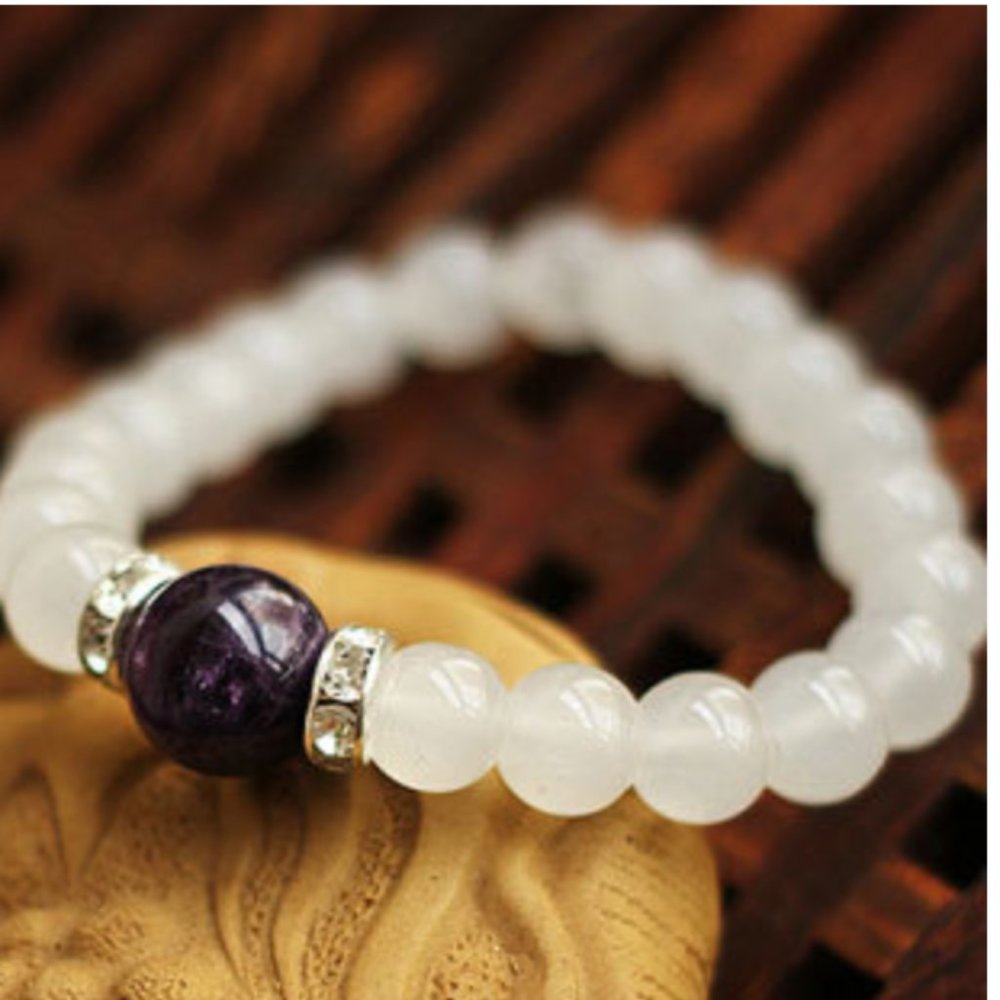 Natural White Chalcedony Positivity Bracelet - Picture 6 of 6